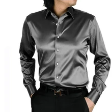 Модные мужские рубашки из искусственного шелка глянцевое свадебное платье Плюс Размер Мужская Рубашка Тонкий деловой повседневный мужской выбор choose
