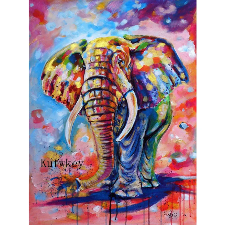 

5D Diamond Cross Stitch Pattern DIY Diamond Embroidery color Elephant animal Diamond Mosaic Resin Full Diamond Home Decoration