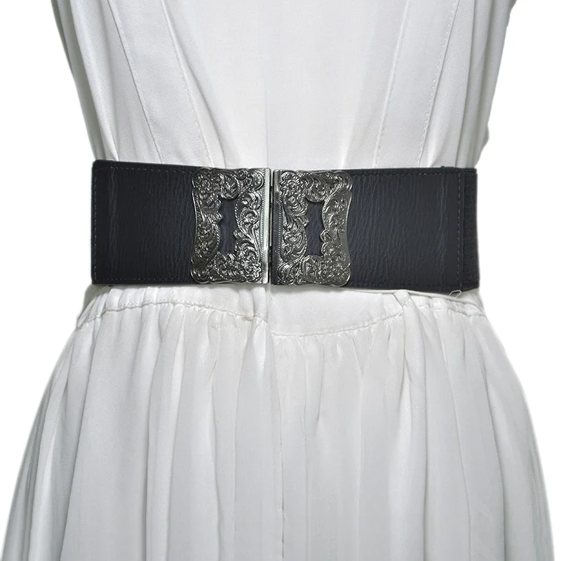 Luxury Brand 2018 Fashion New Ladies Elastic Girdle 3 Style Retro Pattern Buckle Decorative Wide Belt Casual Alloy Belts Bg-973 |