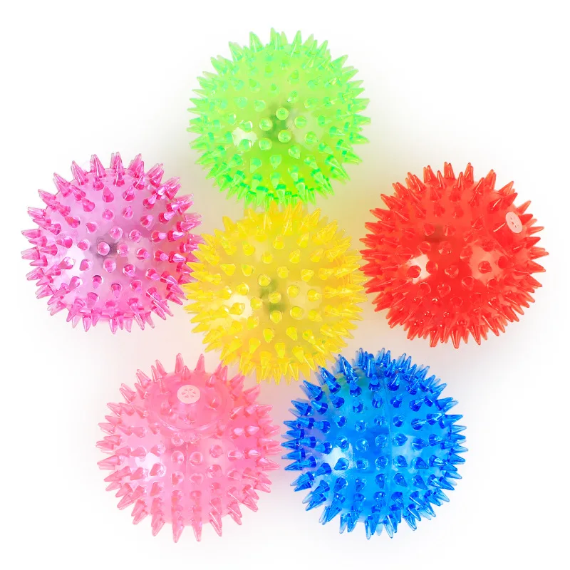 New vocal pet toy soft rubber pet toy ball vocal flash spiky ball pet supplies