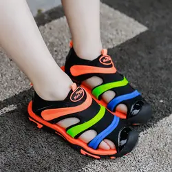 Детские летние сандалии новая дизайнерская пляжная обувь для мальчиков брендовые мягкие шлёпки с закрытыми пальцами для девочек детские