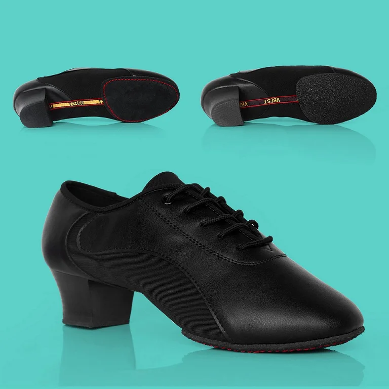 Men's cow leather and oxford cloth outdoor soft rubber sole Latin dance