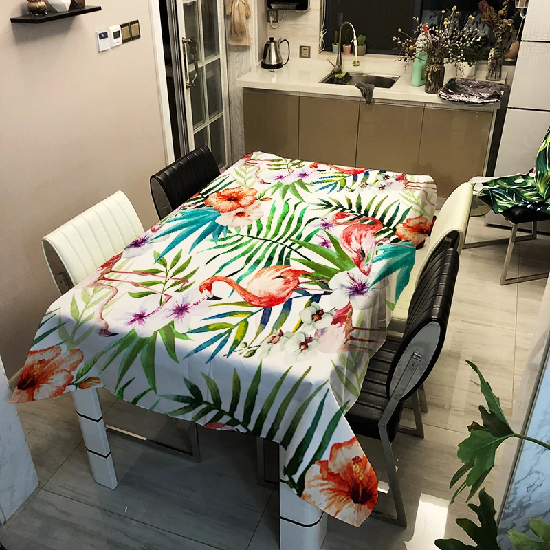 

Flamingo Tablecloth Creative Colorful Pattern Polyester Comfortable Waterproof Table Cloth Cover for Home