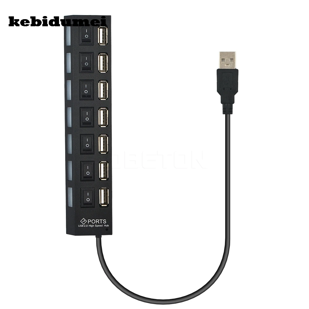 Kebidumei swithcer концентратор usb-разветвитель супер Скорость 7 портов светодиодный индикатор 5 Гбит/с для портативных ПК Windows XP Win7/8, Linux, Mac OS