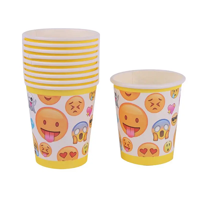 

10pcs/lot Cartoon Emoji Paper Cups Disposable Tableware Wedding Birthday Party Decorations Baby Shower For Kids Girls Boys