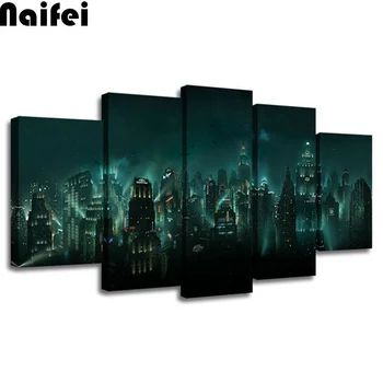 

5D DIY Diamond Painting"5 Pieces City landscape"painting Full Square Drill Embroidery Cross Stitch Diamond Mosaic Home Decor