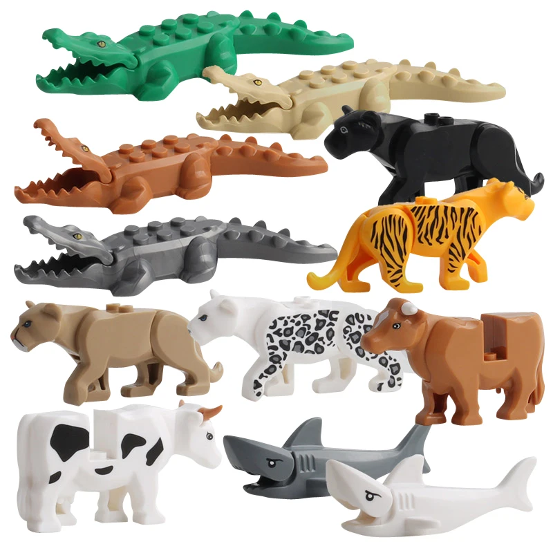 

Duplos Animal Model Figures Building Block Sets Crocodile leopard shark kids educational toys for children Gift Brinquedos