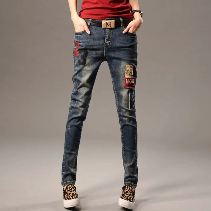 New Spring Women Jeans Ripped Harem jean Pants Vintage Jeans Patchwork Cross Denim Trousers Loose Jeans clothes New Spring Women Jeans Ripped Harem jean Pants Vintage Jeans Patchwork Cross Denim Trousers Loose Jeans clothes