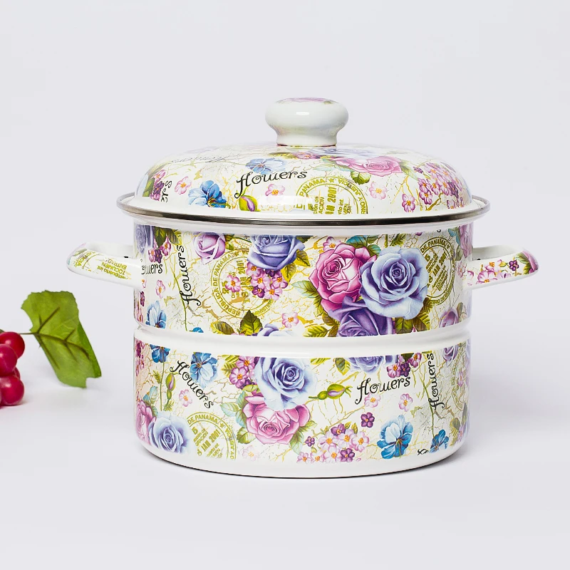 Chinese style thickened porcelain enamel steamer pot soup hot pot