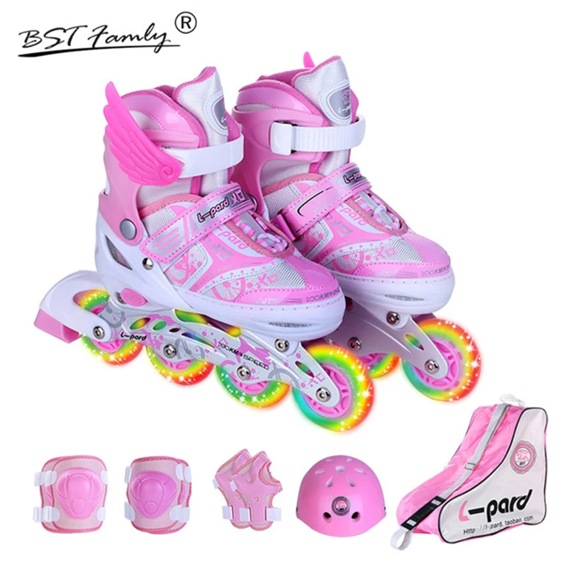 Kids'Full وامض الأسطوانة أحذية تزلج مضمنة الشارع اليومي فرشاة التزلج قابل للتعديل التزلج Patines أون لينيا واقية دعوى IA01 Kids'Full وامض الأسطوانة أحذية تزلج مضمنة الشارع اليومي فرشاة التزلج قابل للتعديل التزلج Patines أون لينيا واقية دعوى IA01