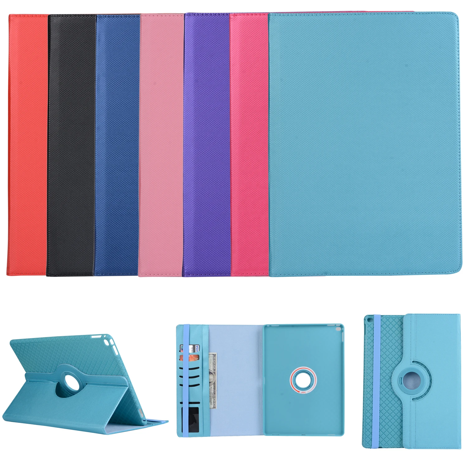 

For iPad 6 / Air 2 Tablet Case 360 Degree Rotating Solid PU Leather Stand Flip Folio For ipad6 / Air2 Protective Cover