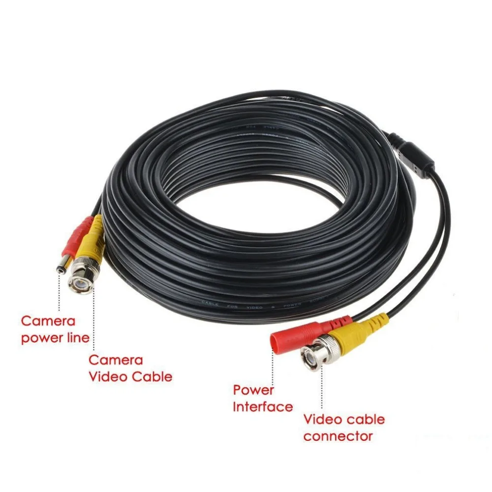 Tmezon BNC видео Мощность коаксиальный кабель 20 м 60FT работы для аналоговых AHD TVI CVI безопасности Камеры Скрытого видеонаблюдения Аксессуары