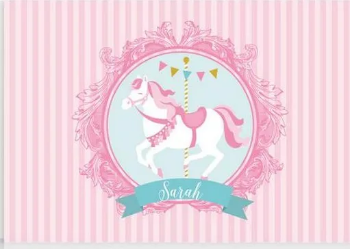 custom carousel horse pink striped photography backgrounds High quality Computer print party photo backdrop | Электроника