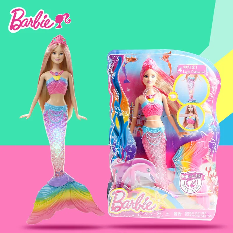

Original Barbie Doll Princess Dress Colorful Light Mermaid Fashion Barbie Girl Toys Accessories Birthday Christmas Gift DHC40