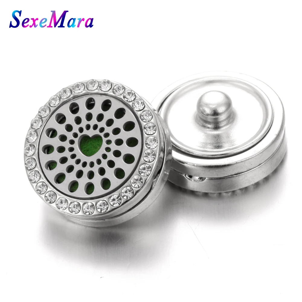 New Aromatherapy 18mm Snap Buttons Perfume Locket Stainless Steel Essential Oil