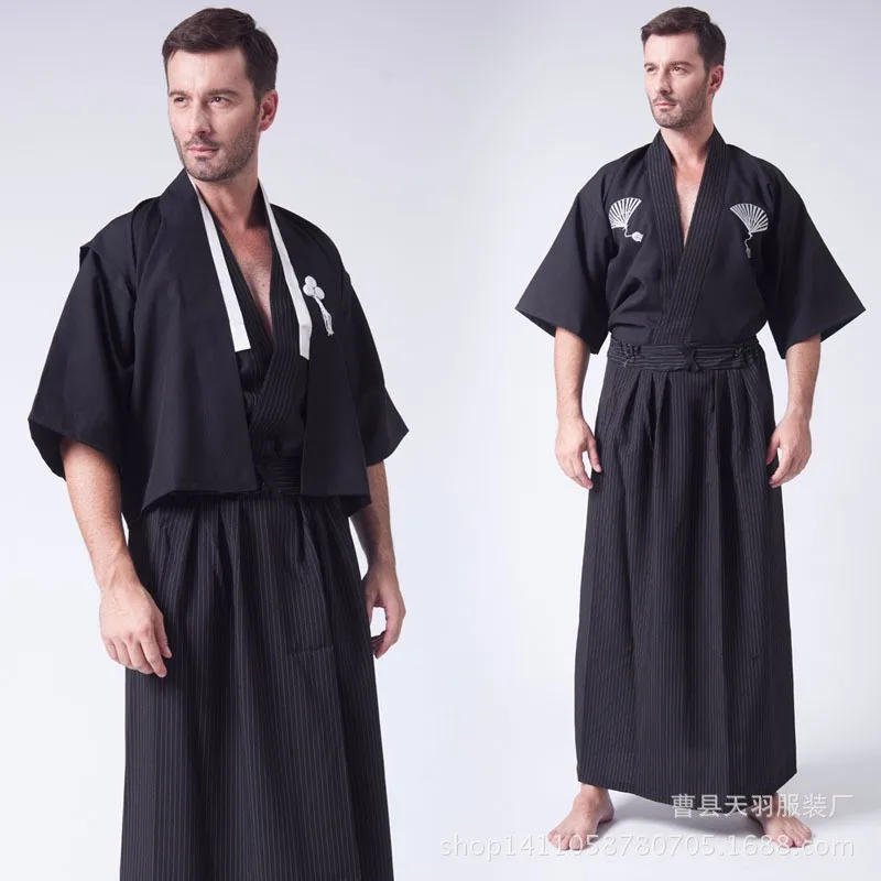 Горячая стиль японская униформа для мужчин юката Японский хаори кимоно Халат Косплей Костюм японское мужское кимоно воина
