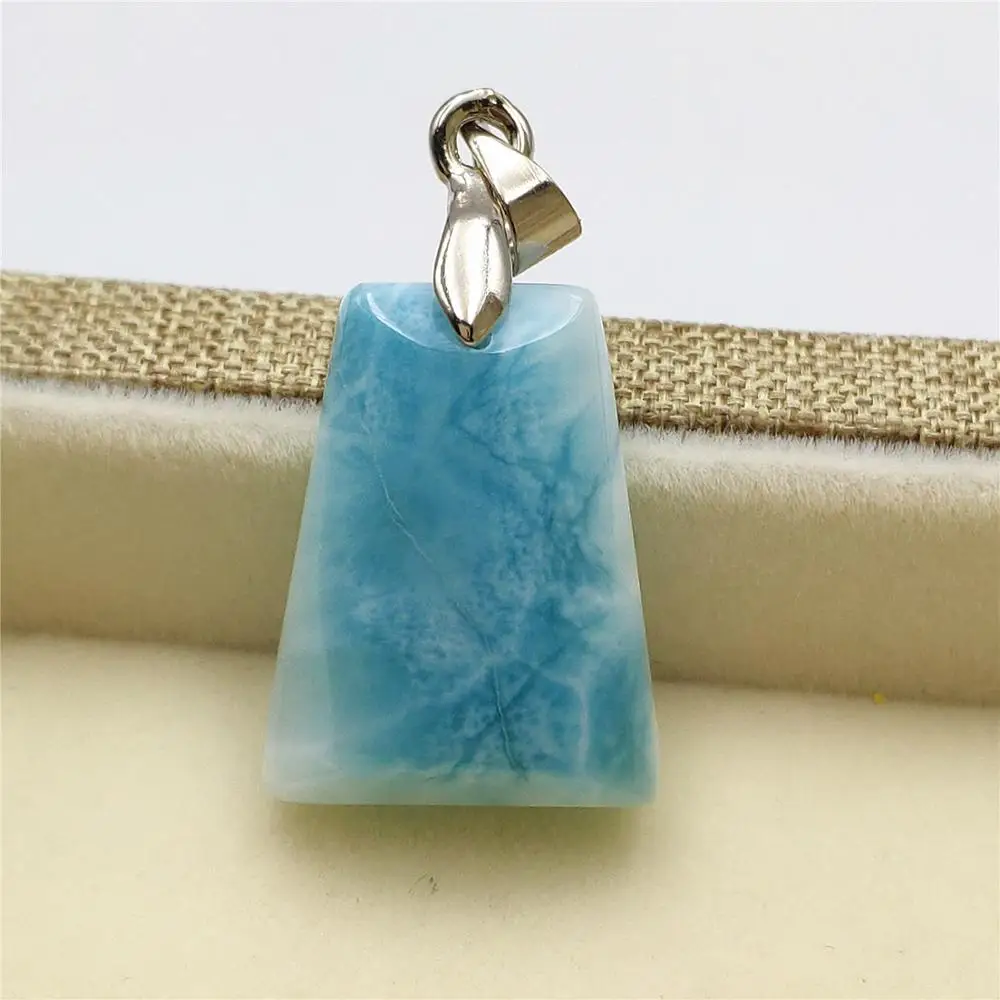 

Top Quality Natural Blue Larimar Gemstone Women Water Pattern Pendant 20x15x8mm Best Gift From Dominica Fashion Pendant AAAAA