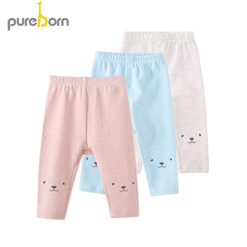 Pureborn детские брюки повседневные длинные брюки хлопок Весна Осень Леггинсы Детская одежда для маленьких мальчиков и девочек одежда