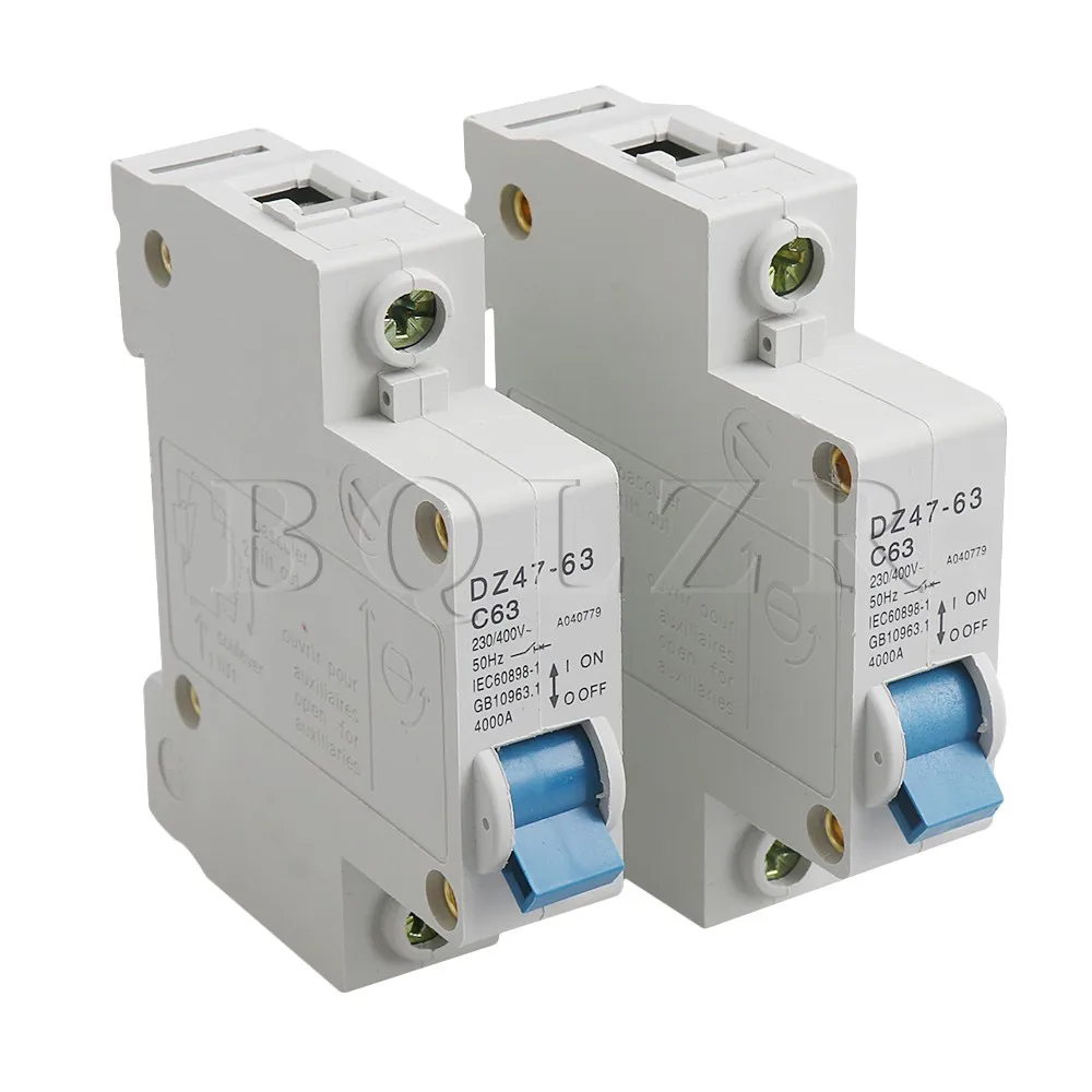 us $8 98 2x bqlzr 230 400v gray plastic dz47 63 a miniature circuit breaker for overload of electrical lines and equipment in circuit breakers from