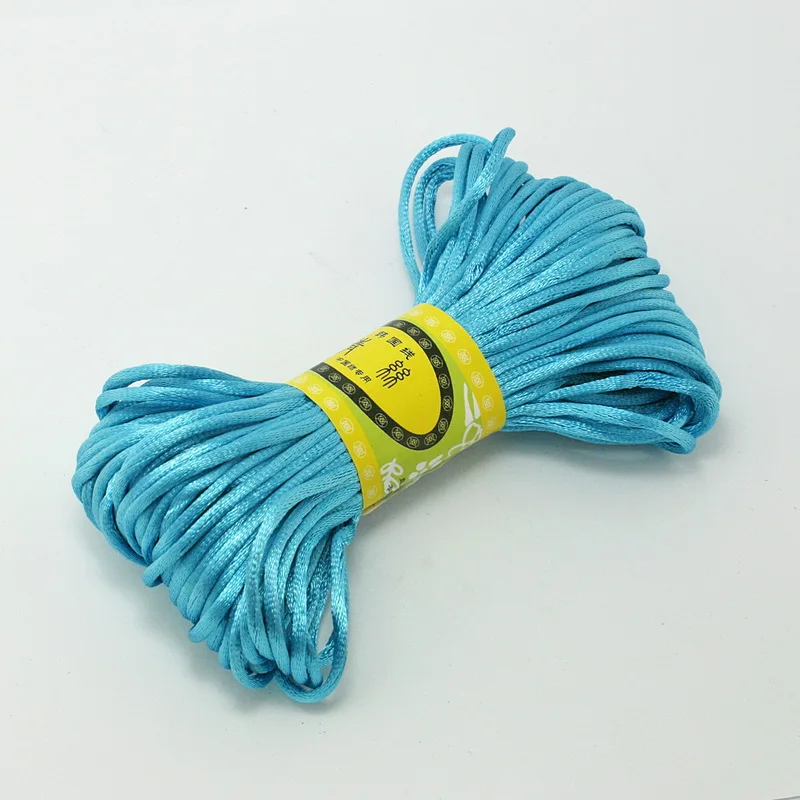 Новое поступление, 2 мм, 20 м, китайский шнур с узлом, сатиновая плетеная веревка, ювелирное изделие, бисероплетение, веревка для рукоделия, модные изделия - Цвет: turquoise