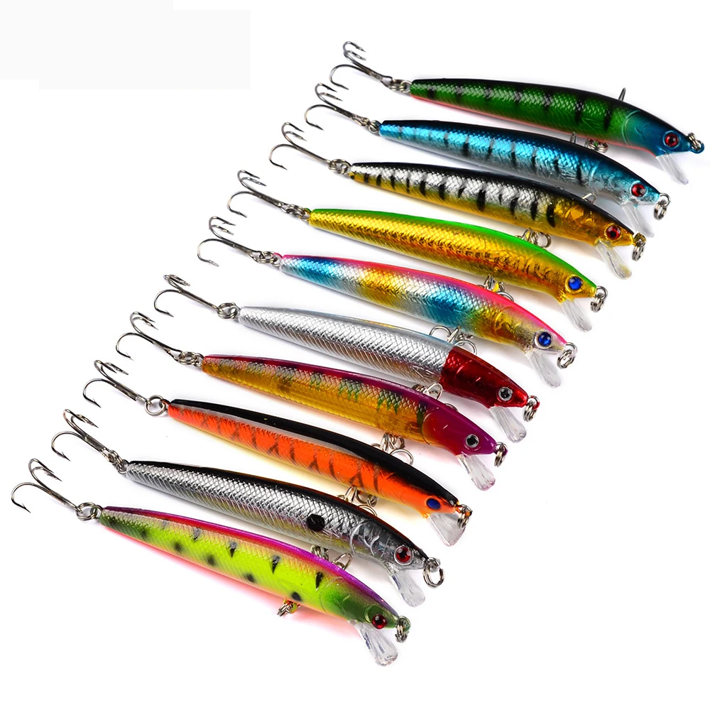 Hennoy Minnow Hard Biat Fishing Lure set 10pcs 9.5cm mixed colors