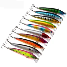 Hennoy Minnow Hard Biat Fishing Lure set 10pcs- 9.5cm mixed colors Floating Bass Trout Lures