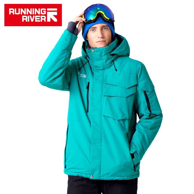 Billige LAUF FLUSS Marke Wasserdichte Jacke Für Männer Ski Anzug Set Männer Snowboard Jacke Männliche Ski Kleidung # A3268