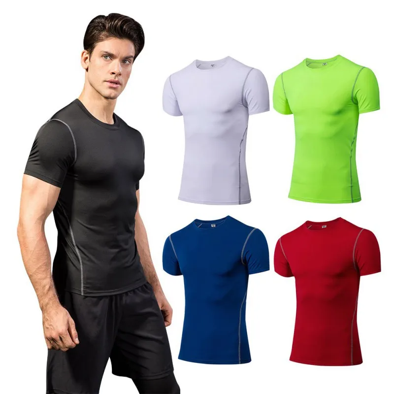 Men Running Shirt Quick Dry T-Shirts Running Slim Fit Tops Tees Sport Men Fitness Gym T Shirts Muscle Short Sleeve
