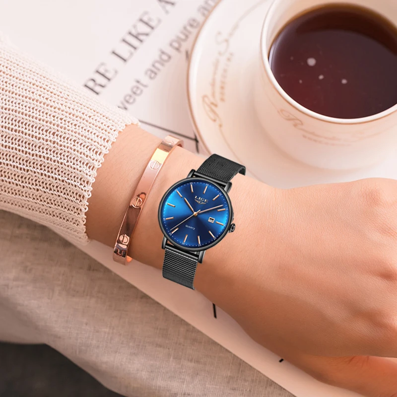LIGE Women Watches Top Brand Luxury Simple Fashion Watch Ladies Stainless Steel Waterproof Mesh With Clock Quartz Wristwatch+Box LIGE Women Watches Top Brand Luxury Simple Fashion Watch Ladies Stainless Steel Waterproof Mesh With Clock Quartz Wristwatch+Box