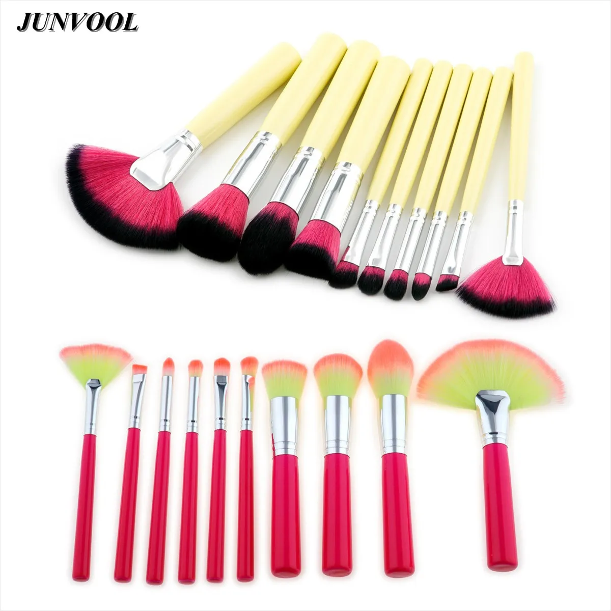 10pcs Glitter Fan Makeup Brushes Set Base Foundation Powder Concealer