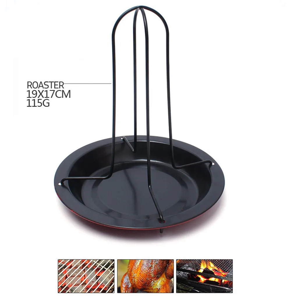 New High Quality Chicken Duck Holder Rack Grill Stand Roasting For BBQ Rib Non Stick Carbon Steel BBQ Grills Chicken Plate