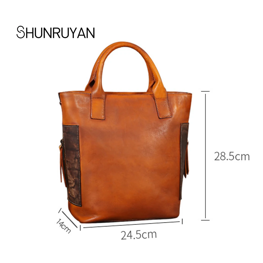 

SHUNRUYAN Real Cow Leather Women Handbags Famous Designer Brand Women Shoulder Bags Female messenger bag Tote bags