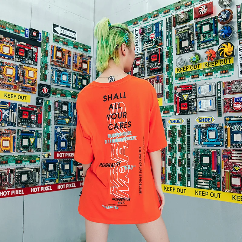 

Letters Printing Hip Hop T-shirt Women 2019 Summer Crew Neck Hipster Tshirts Street Tee Shirts Streetwear Clothing