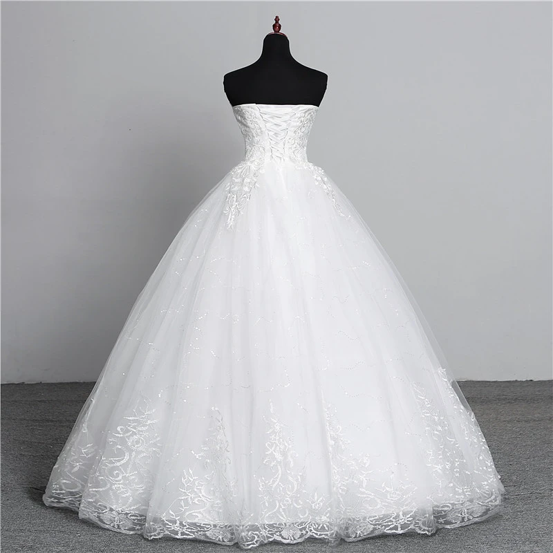 Настоящая фотография, простые кружевные цветочные платья без бретелек белого цвета, модные сексуальные свадебные платья для невесты размера плюс, vestido de noiva