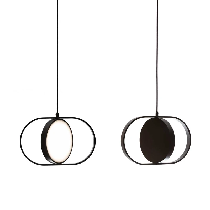 

Nordic double round pendant light personality fashion round square shape droplight post modern rotating warm led hanging lamp
