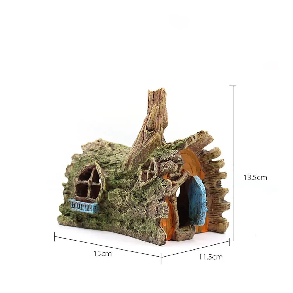 Декор Аквариума Рептилия ландшафтного дизайна жилья отверстие водопроводной воды трава дерево деревянный подземный домик убежище отверстие смолы опускается на дно плавника
