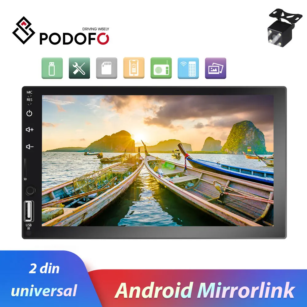 

Podofo 2 din Car Radio 7" Autoradio Multimedia Audio Video MP5 Car Player Auto Stereo Universal 2DIN Touch Screen Bluetooth FM