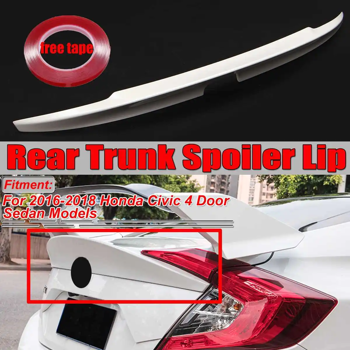 

White/ Blue/ Black MCX Duckbill Car Rear Trunk Boot Lip Spoiler Wing Lip Trunk Lid For Honda For Civic Sedan 2016 2017 2018 2019