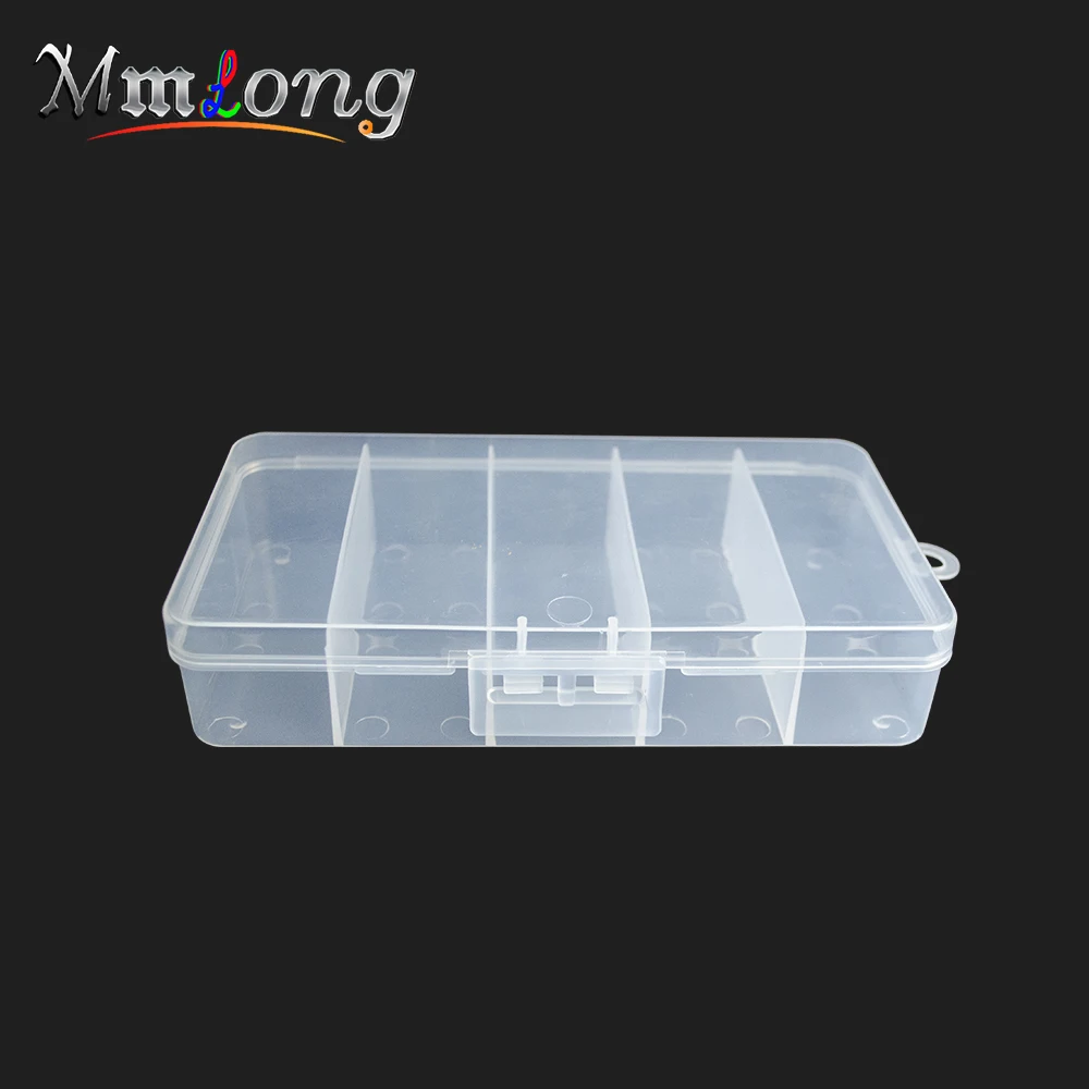 

19*10*3.5cm Fishing Tackle Box for lures Fish Accessaries etc. 5 Compartments Storage Case Portable Clear Plastic Fishing Boxes