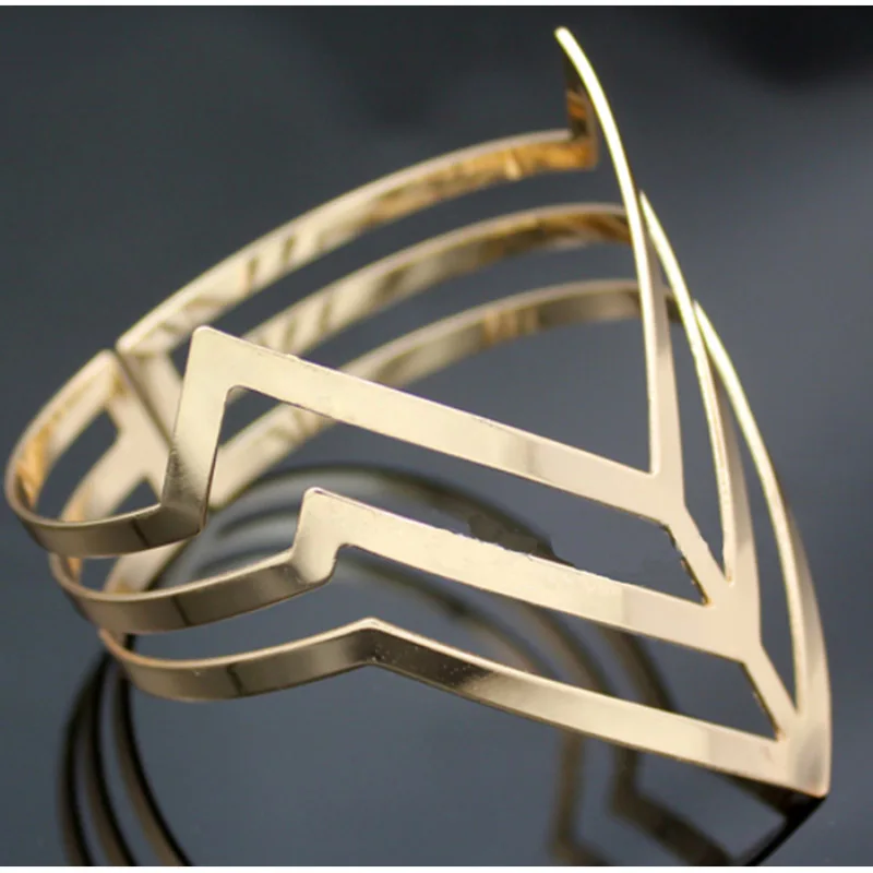 

FASHION Cool Egypt Punk Triple Cut Out Triangle Upper Arm Cuff Bracelets Armlet Armband Bangles GOLD