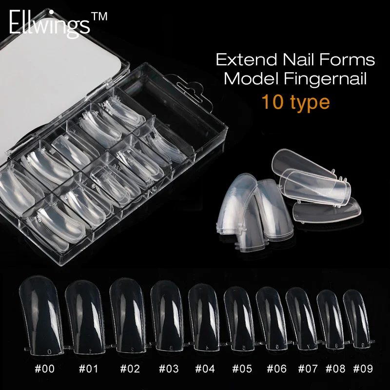 

Ellwings Poly Gel Varnish Fake Nails Clear French Full Cover Acrylic Nails Mold with Scale Tools False Nail Art Tips Nail Form