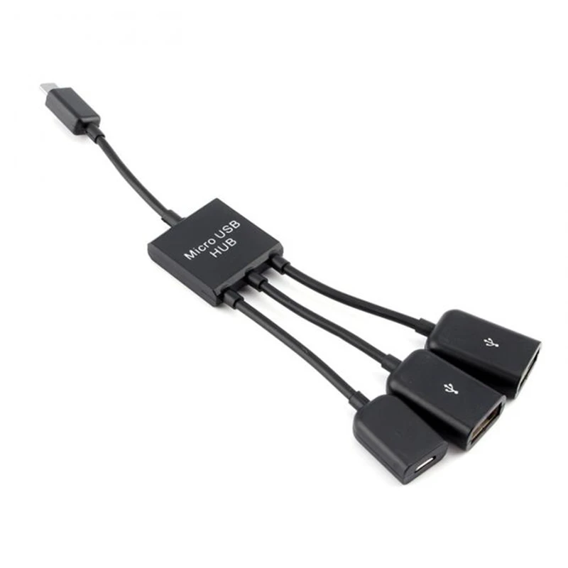 3 в 1 микро usb-хаб штекер Женский двойной USB 2,0 адаптер хоста OTG кабель конвертер удлинитель универсальный для мобильных телефонов