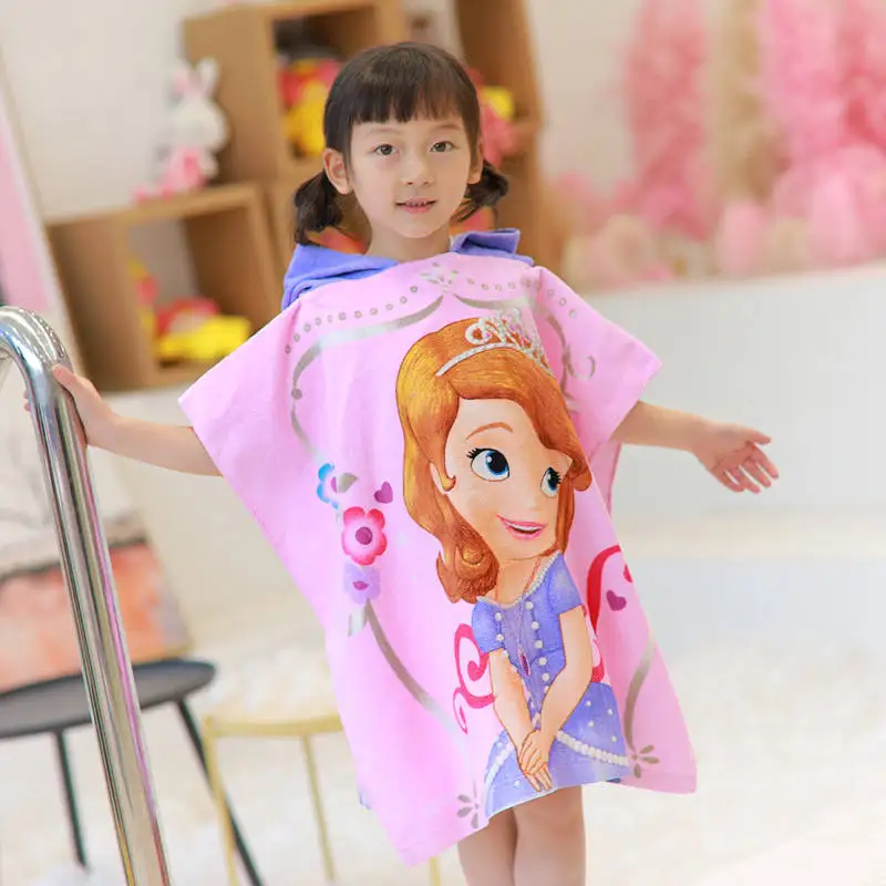 

Disney Children Mickey Mouse Hooded Towel Cartoon Sofia Frozen Elsa Anna Pony Soft Beach Towel Baby Boy Girl Bath Towel princess