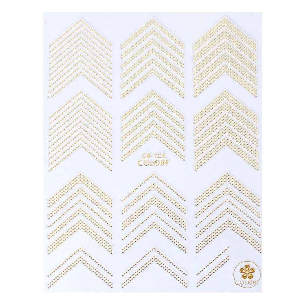 1 шт рельефные Золотые 3D наклейки для ногтей Алфавит геометрический узор полосы волнистые линии клей декоративные наклейки для маникюра JICB122-130 - Цвет: CB-125 Gold