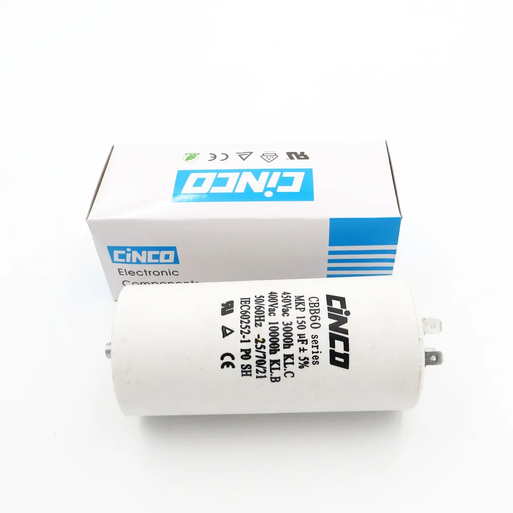 

CBB60 Motor Run Capacitor 150UF 400V 450V wire SH DB Polypropylene Film Ac 450VAC Water Pump electrical engine 150mfd 150mf