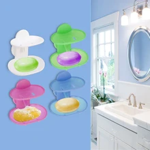 Двойные слои кухня инструменты сильный присоски Soapbox аксессуары для ванной комнаты Слива держатель пластик мыло контейнер