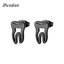 DICAYLUN зубцы из нержавеющей стали серьги гвоздики модные ювелирные изделия для мужчин черный золотой серебряный зуб Персонализированные Стиль Brincos подарки
