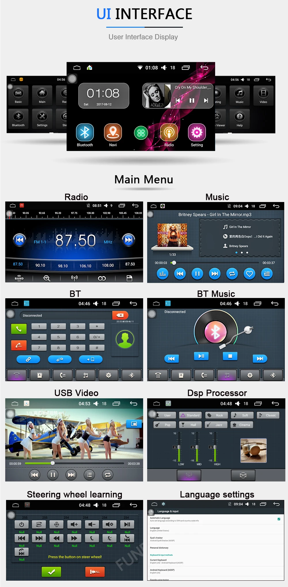 Best Funrover 7" Universal 2 din Android 8.0 Car dvd multimedia player For Nissan GPS navigation stereo radio audio tape recorder rds 18
