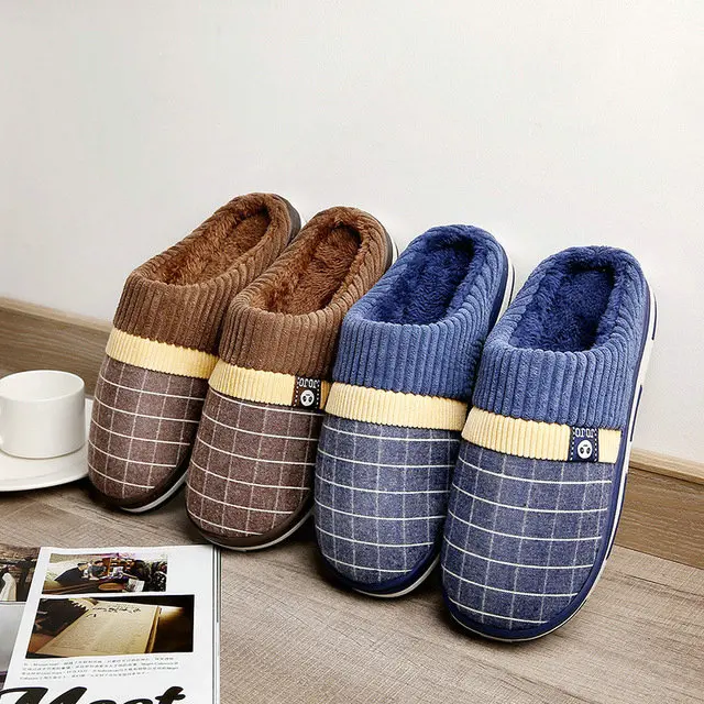 Men's Cozy Fuzzy Wool Fleece Classic Memory Foam Plush House Slippers Slip On Clog Indoor Outdoor Shoes (1)