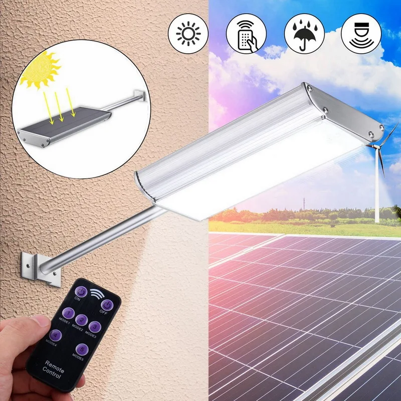 

5Modes 70 LED Microwave Motion Sensor Solar Power Street Light Waterproof Wall Lamp Outdoor Garden With Remote control